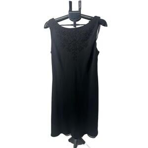 Vintage SL Fashions Black Beaded Sleeveless Y2K 90s Little Black Dress‎ Size 16